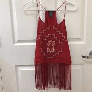 Red Fringe Summer Crop Top
